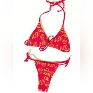 Anti Social Club Selfish Bikini Pink/Yellow Size Medium! NWT!!